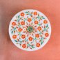 White Marble Round Jewelry Organizer Box Carnelian Pietradura Floral Art Decor