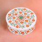 White Marble Round Jewelry Organizer Box Carnelian Pietradura Floral Art Decor