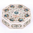 Marble Inlay Jewellery Box Pietra Dura Stone Art Floral Keepsake,Trinket Box Art