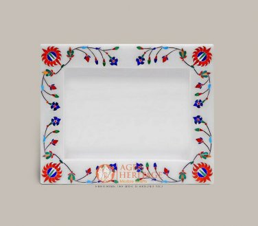 Marble White Picture Storage Frame Marquetry Semi Precious Art Living Room Decor
