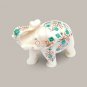 White Marble Wild Elepant Stone Statue Malachite Pietra Dura Inlaid Home Decor