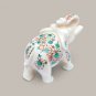 White Marble Wild Elepant Stone Statue Malachite Pietra Dura Inlaid Home Decor