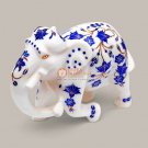 White Marble Handmade Collectible Trunk Up Elephant Lapis Marquetry Design Decor