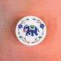 Marble Round Jewelry Lidded Box Lapis Elephant Inlaid Pietradura Floral Art Gift