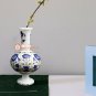 White Marble Decorative Flower Storage Vase Lapis Inlaid Marquetry Floral Decor