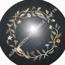 24" Black Marble Coffee Center Round Table Top Inlay Bird Floral Art Decor E645