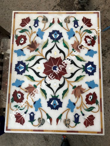 15"x20" Marble Coffee Center Table Top Marquetry Inlay Multi Floral Decor E540