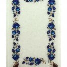 15"x 10" White Marble Center Coffee Table Top Lapis Mosaic Inlay Work Home Decor