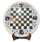 12" Marble Top Round Chess Table Lapis Floral Inlay Hallway Christmas Decor E120 12" Marble Top Round Chess Table Lapis Floral Inlay Hallway Christmas Decor E120