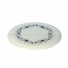 12" White Marble Round Coffee Table Top Lapis Lazuli Inlay Bedroom Decor H5002
