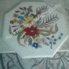 24"x24" Inch White Marble Coffee Table Top Marquetry Christmas Gifts Arts