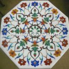 15" Marble Coffee Corner Table Top Malachite Inlaid Marquetry Floral Decor H3104
