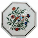 18" White Marble Coffee Center Table Top Marquetry Inlay Furniture Decor H4917