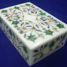 6"x4"x2" Marble Jewelry Box Malachite Marquetry Inlay Decor Collectible Gifts