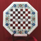 White Marble Coffee Chess Table Top Malachite Inlay Multi Floral Art Decor H3697