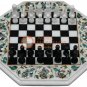 13"x13" Marble White Chess Mosaic Table Top Pauashell Inlay Art Columbus Gift