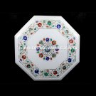 Marble Coffee Table Top Multi Marquetry Inlay Floral Housewarming Gift H5399