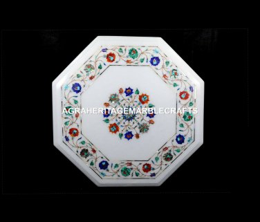 Marble Coffee Table Top Multi Marquetry Inlay Floral Housewarming Gift H5399