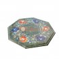 15"x15" Green Marble Top End Table Lapis Inlaid Pietradura Floral Art Home Decor