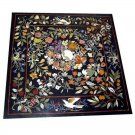 36" Collectible Marble Black Dining Hallway Table Top Floral Bird Inlay Art E931 36" Collectible Marble Black Dining Hallway Table Top Floral Bird Inlay Art E931