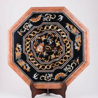Marble Coffee Counter Table Top 18"x18" Italian Inlaid Semi Precious Design Arts