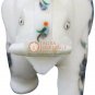 3" Marble White Elephant Statue Pauashell Inlaid Floral Art Thanksgiving Gift