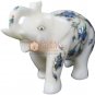 3" Marble White Elephant Statue Pauashell Inlaid Floral Art Thanksgiving Gift