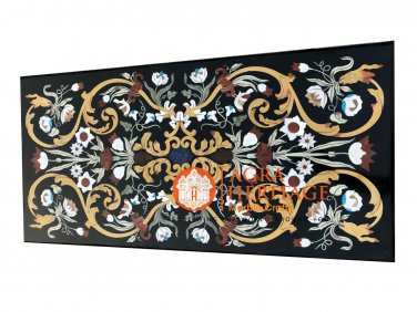 5'x3' Black Counter Height Dining Table Top Beautiful Inlay Unique Design E864A
