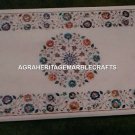 White Marble Dining Table Pietradura Art Inlay Work Outdoor Mosaic Decor H3117