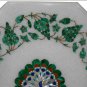 12" Marble Coffee Table Top Malachite Inlay Grapes Floral Peacock Design Decor