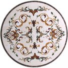 24" White Marble Coffee Kitchen Table Top Italian Inlaid Art Bedroom Decor H4832