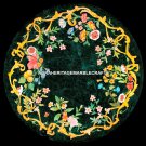 Green Marble Round Dining Table Top Floral Antique Inlay Occasional Decor H5309
