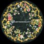 Green Marble Round Dining Table Top Floral Antique Inlay Occasional Decor H5309