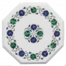 12" Marble Center Table Top Lapis Stone Pietra Dura Inlay Halloween Garden Decor