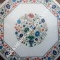18" White Marble Coffee Garden Table Top Multi Marquetry Inlay Patio Decor H5382