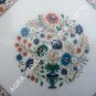 18" White Marble Coffee Garden Table Top Multi Marquetry Inlay Patio Decor H5382