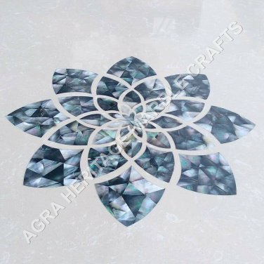 18" Marvelous Marble Coffee Table With White Top Inlay Floral Design Decor E1033