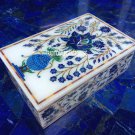 6"x4"x2" Marble White Jewelry Box Lapis Lazuli Marquetry Floral Inlay Girl Gifts