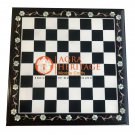 15" Black Marble Chess Side Center Top Table Inlay Stone Furniture Decor E1203