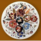 24" Marble Coffee Table Top Floral Design Mosaic Inlaid Pietra Dura Handmade Art