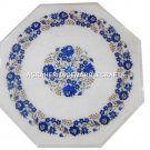 Marble Coffee Table Top Lapis Lazuli Inlay Stone Floral Art Christmas Gift H1374
