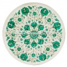 White Marble Coffee Center Table Top Inlay Malachite Floral Art Home Decor H2421