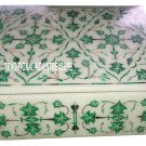 6"x4"x2" Marble Jewelry Cabinet Box Malachite Fine Inlay Floral Christmas Gift