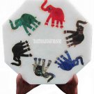 6"x6" White Marble Tile Mosaic Rare Inlay Elephant Art Marquetry Home Decor Gift