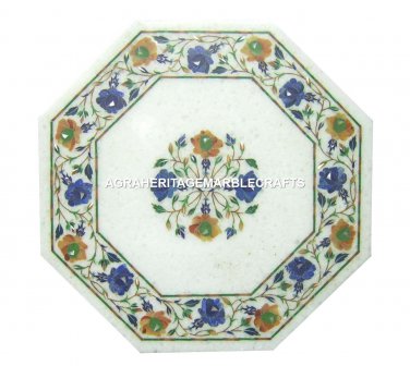 12" Marble Cofffee Table Top Side Inlay Floral Pietra Dura Art Furniture H1154