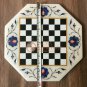 12" Marble White Top Chess Table Inlaid Lapis Lazuli Floral Art Columbus Gifts