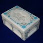 6"x4"x3" White Filigree Marble Jewelry Box Handmade Turquoise Inlay Floral Decor