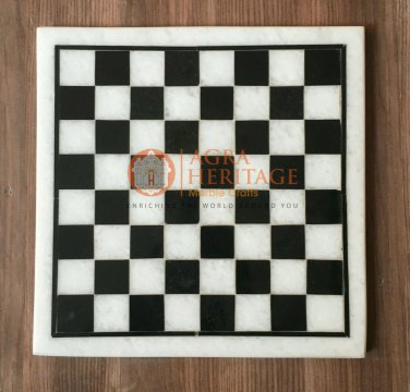 12"x12" Marble Handmade Chess Top Table Inlaid Mosaic Art Collectible Gift Decor
