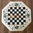 12"x12" Marble Chess Top Table Mosaic Inlaid Design New Year Eve Gift Decor