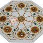 12" Marble White Handmade Wall Tile Carnelian Marquetry Floral Art Veterans Gift